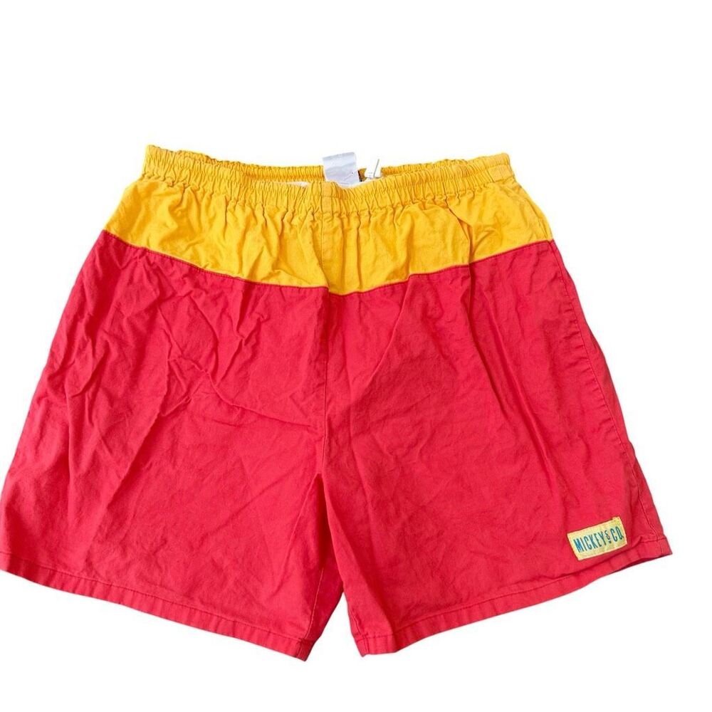 Vintage Mickey & Co Men's Swimming Trunks Shorts Drawstring pink Yellow Sz M